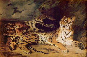 Jovem tigre brincando com sua mãe, 1830